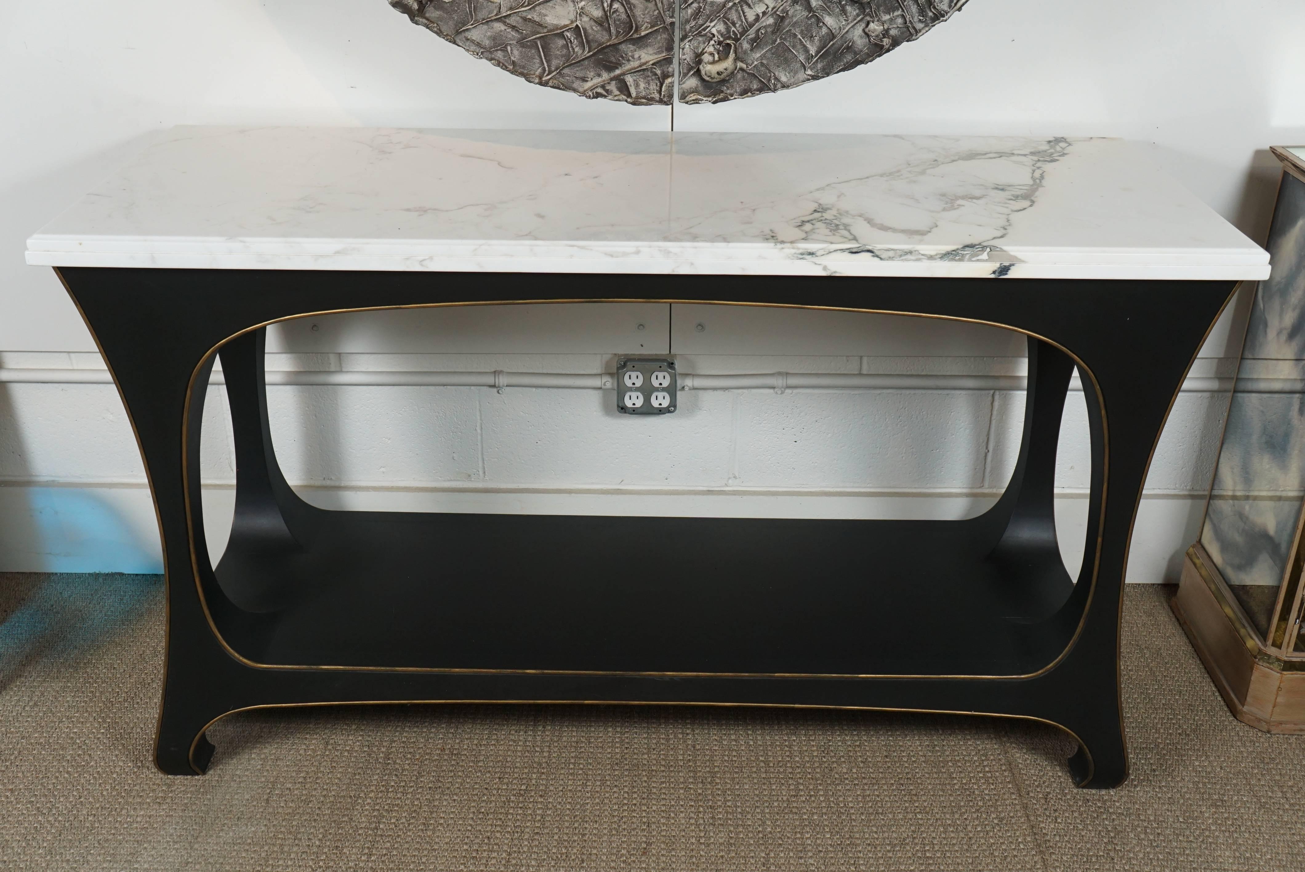 Marble Top Console with Custom Base In Excellent Condition For Sale In Hudson, NY