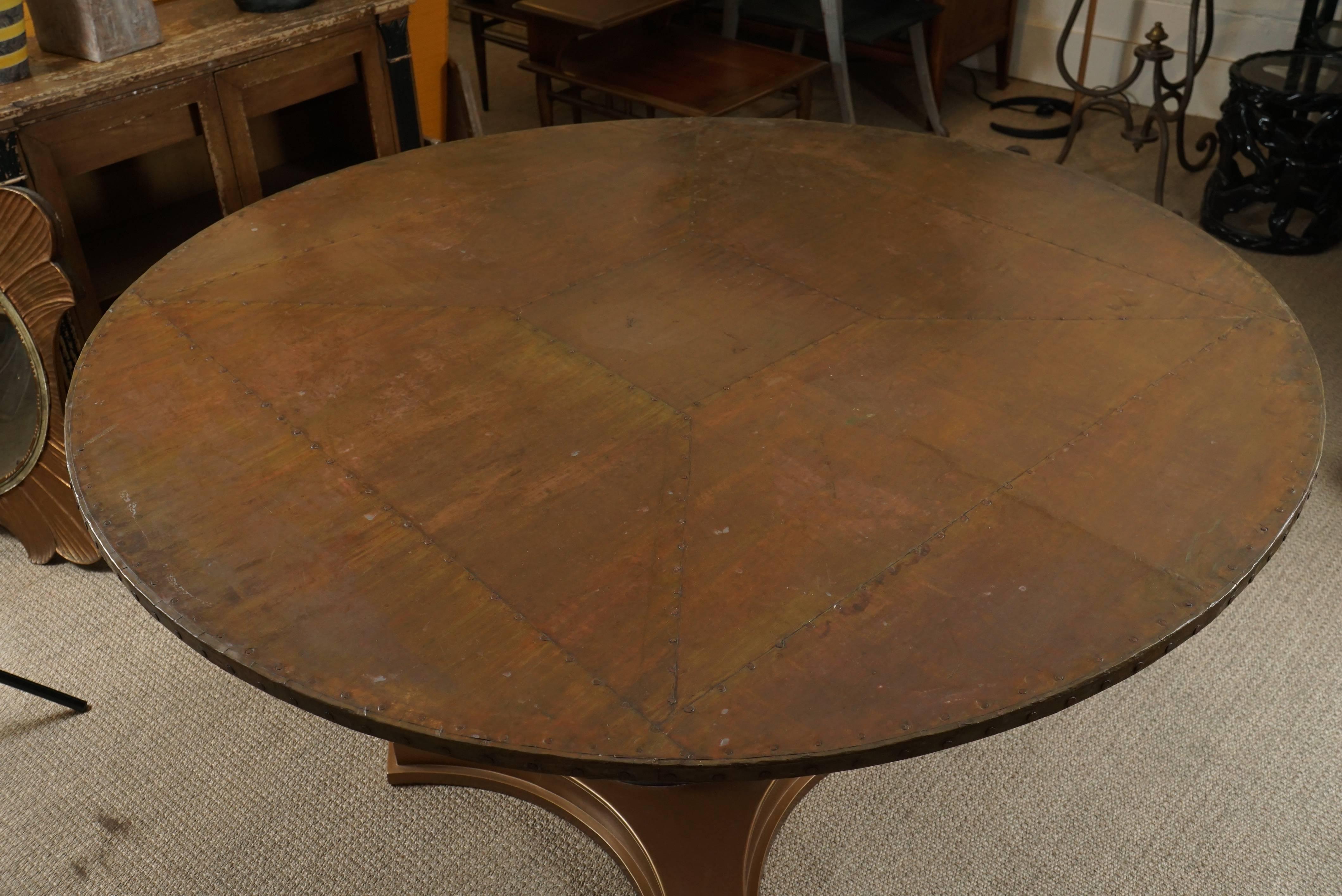 copper top round dining table