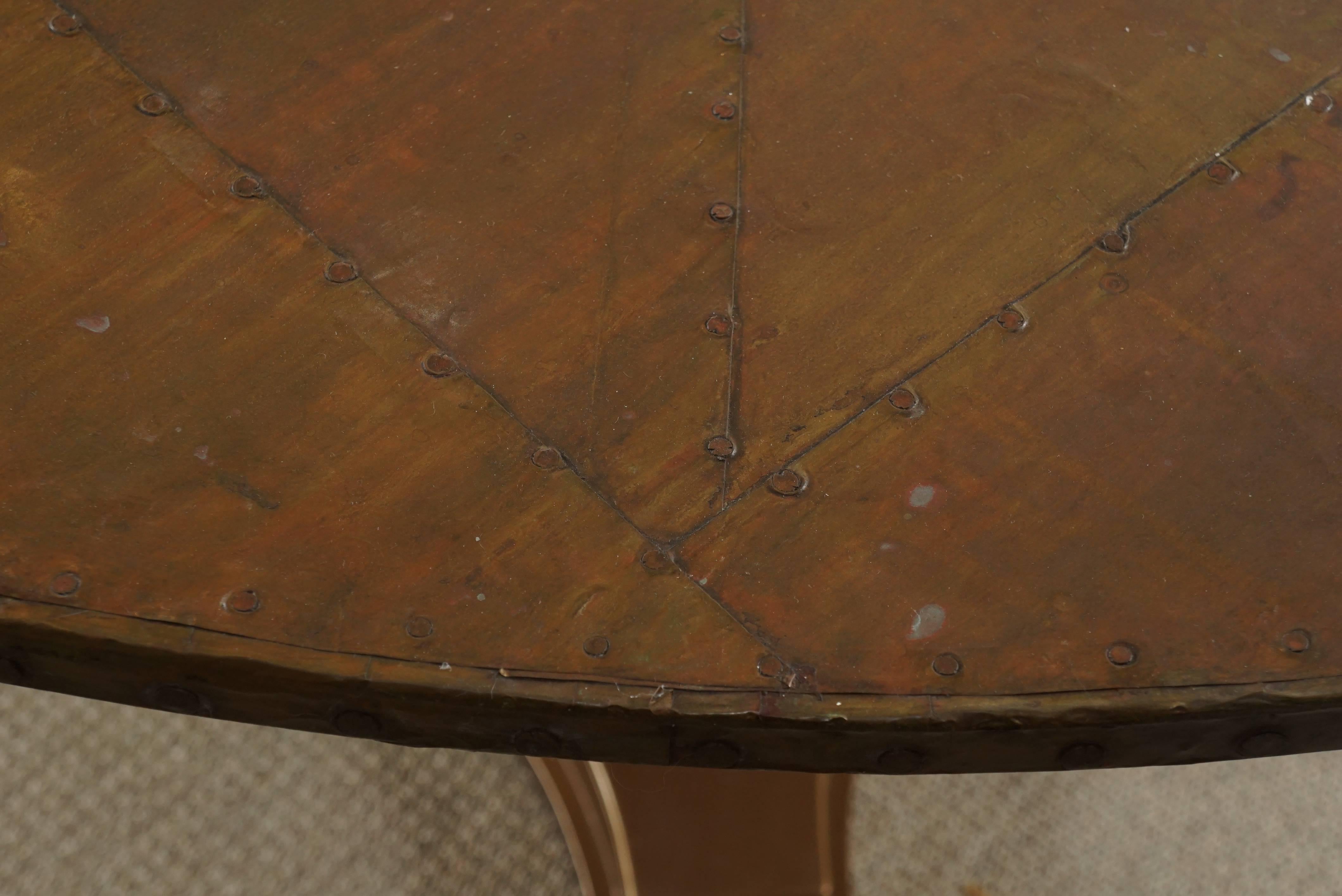 Round Copper Top Dining Table For Sale 1