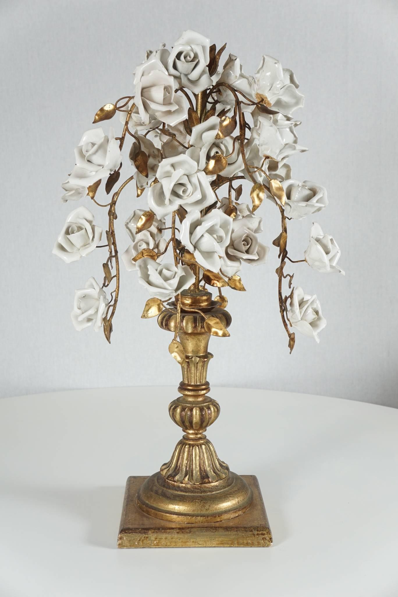 Unknown Pair of Porcelain Floral Bouquet Sculptures