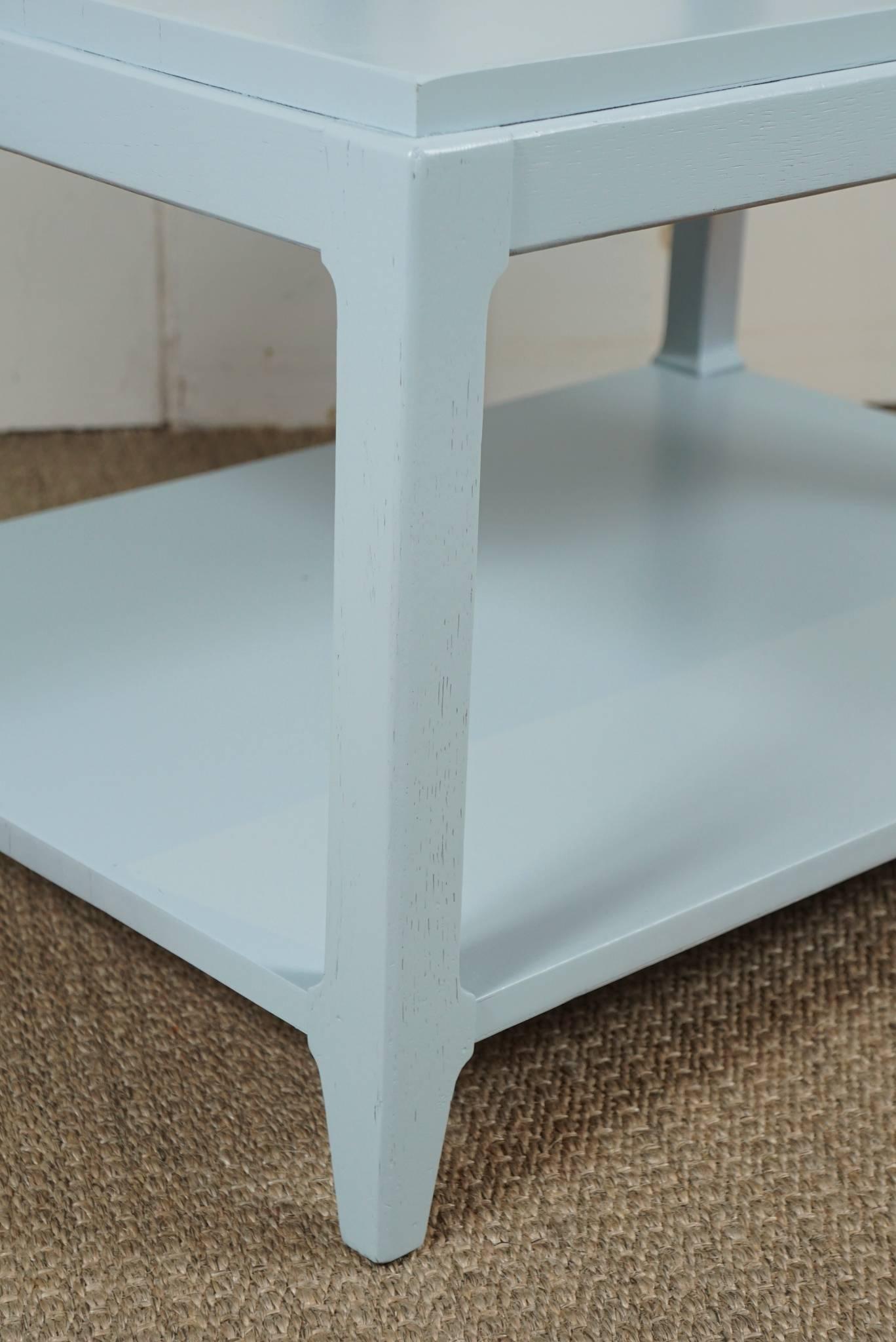 Pair of Stepped Side Tables in Light Blue For Sale 1