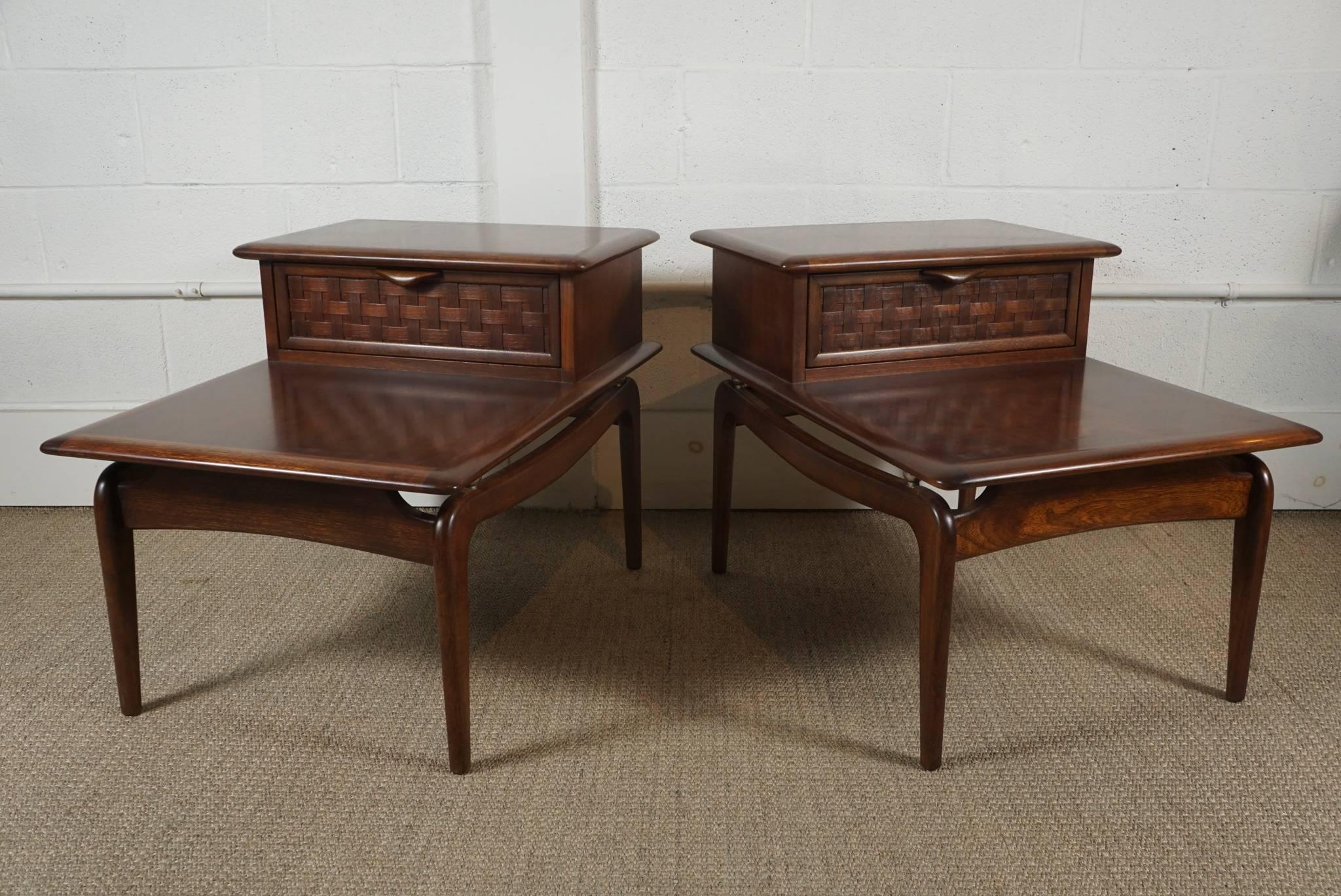 American Pair of Walnut Stepped Tables For Sale