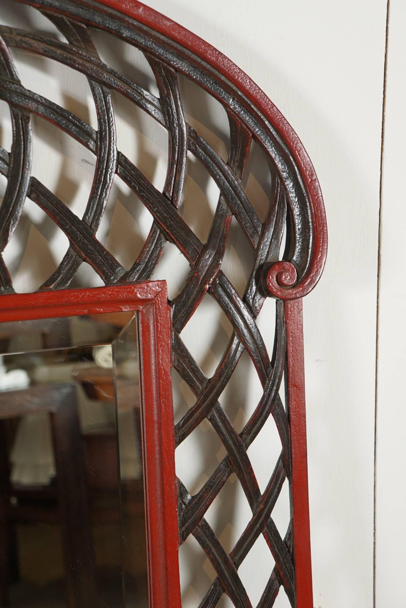 20th Century Hollywood Regency Mirror with Lattice Border