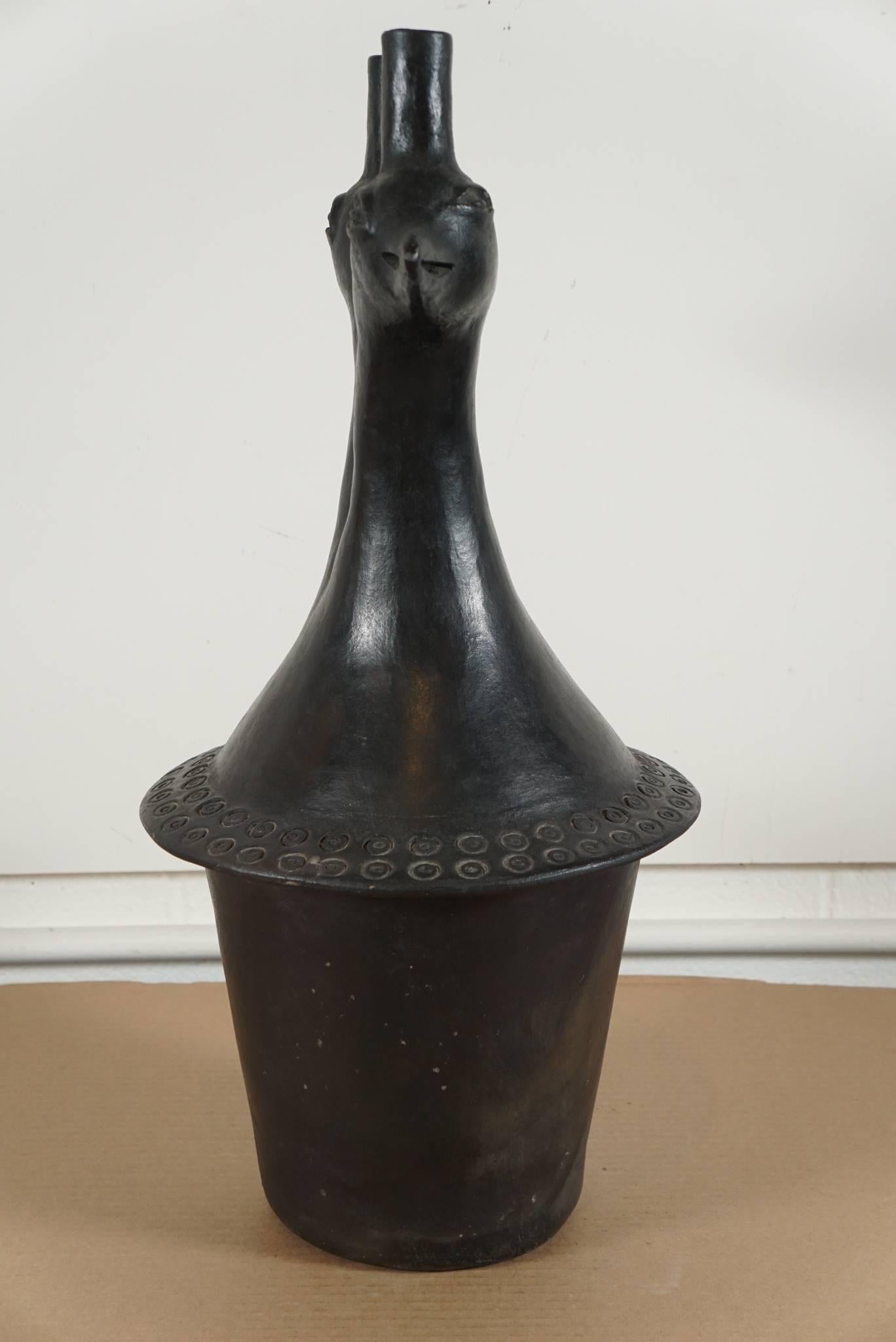 Ceramic Double Goose Head Vessel Candlestick Holder