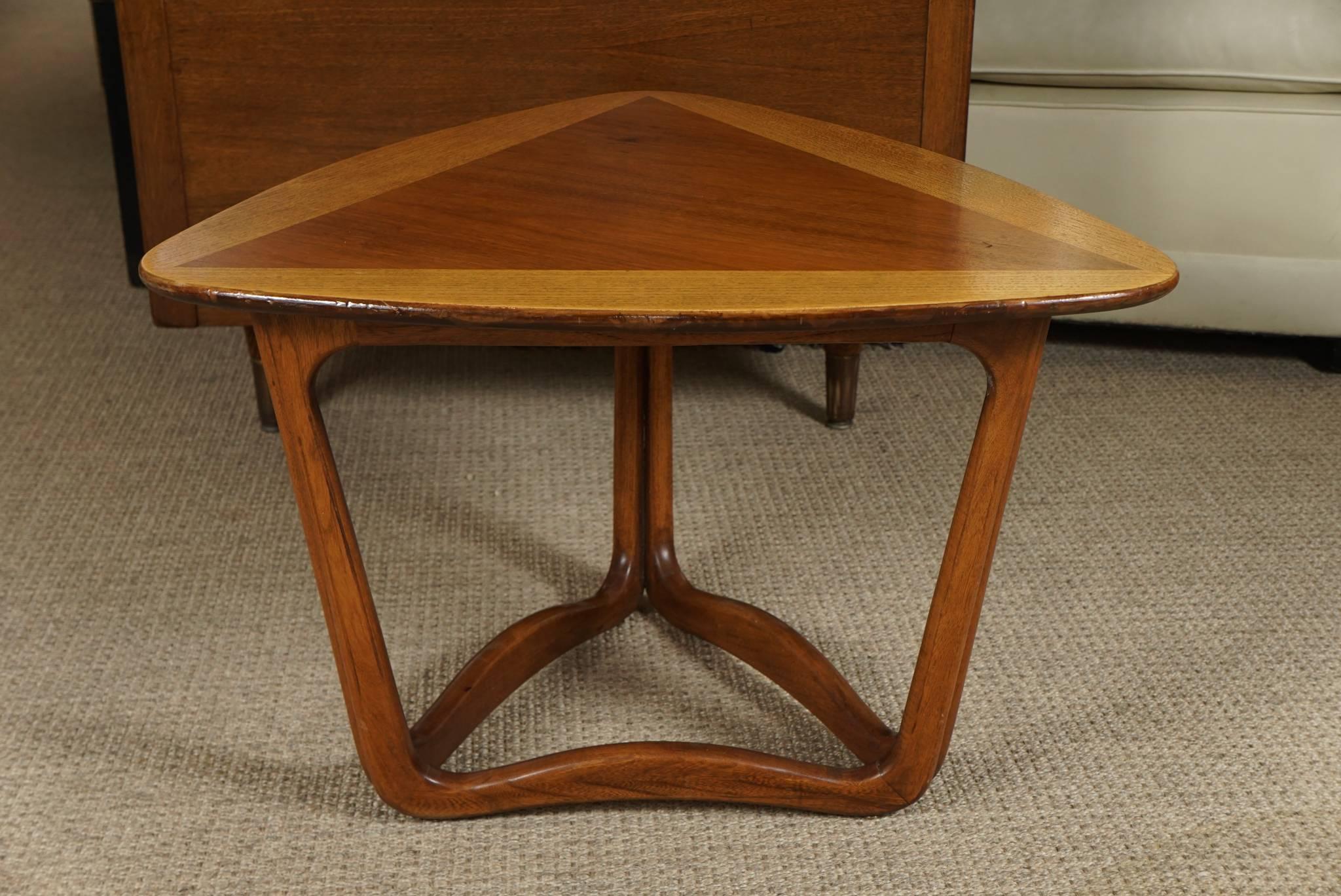 Pair of Triangular Wood End Tables For Sale 3