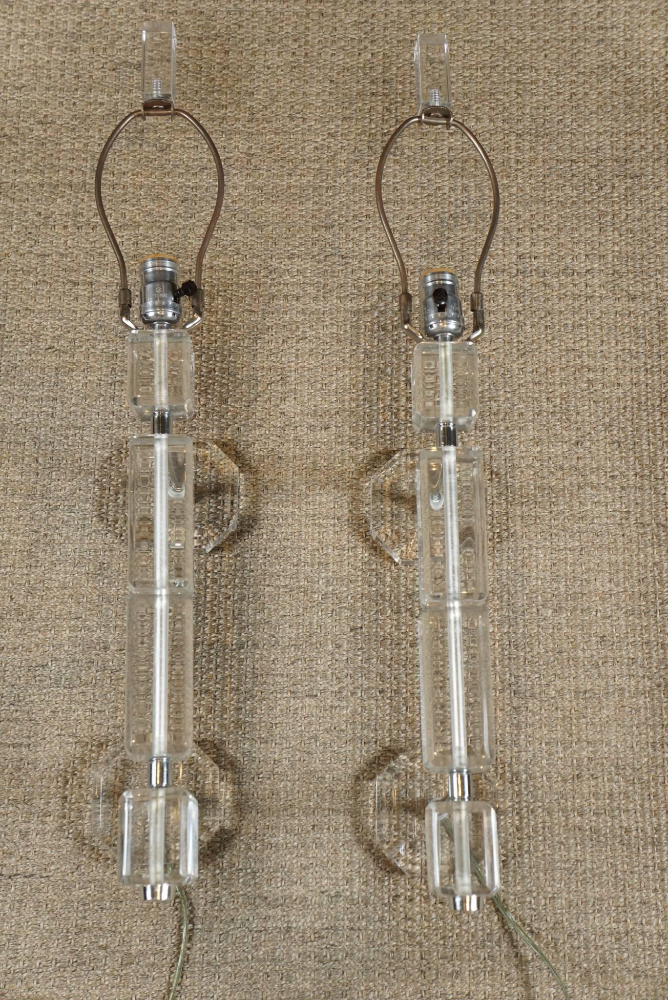 American Pair of Lucite Wall Sconces For Sale