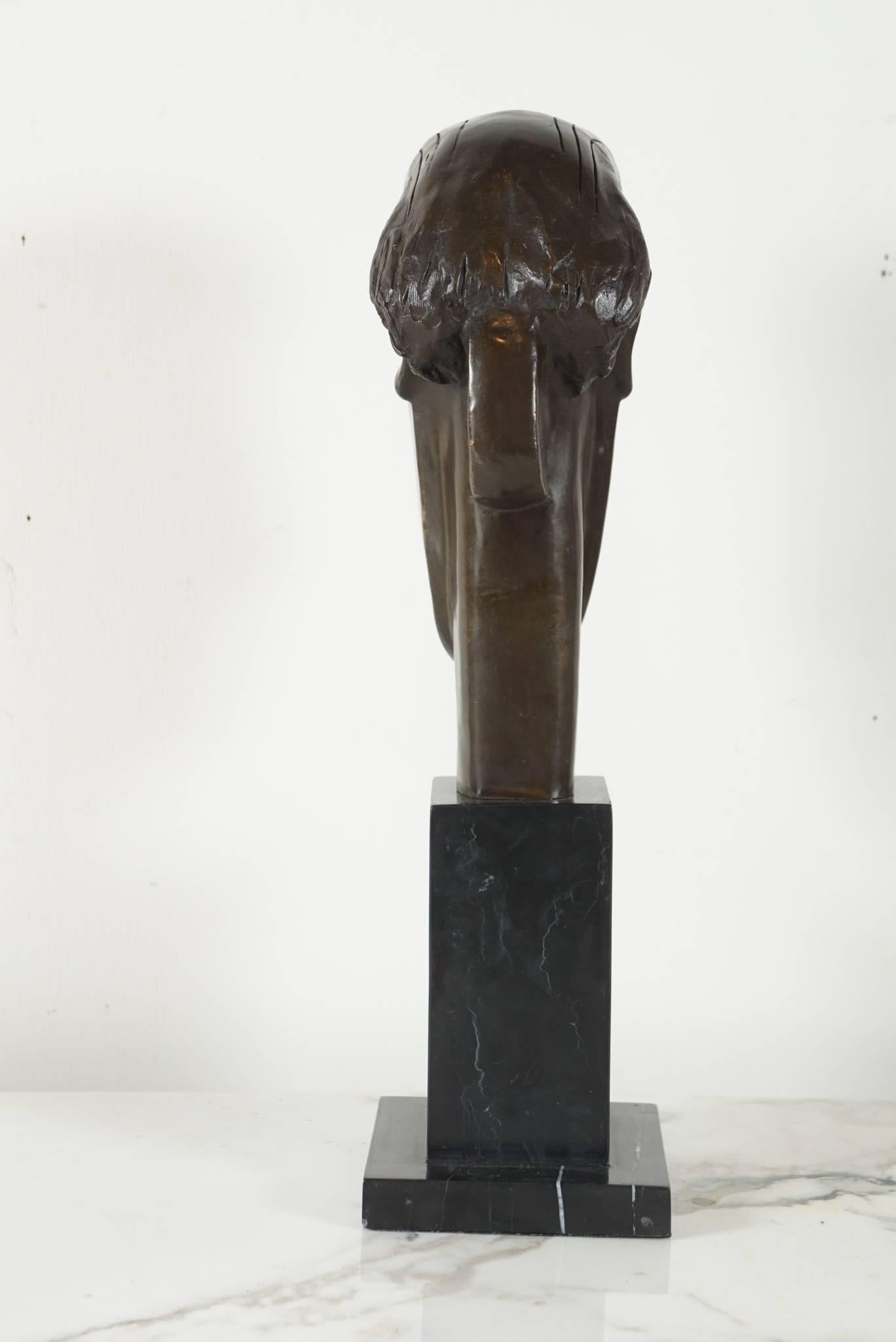 Cast Modigliani Style Bust in Bronze