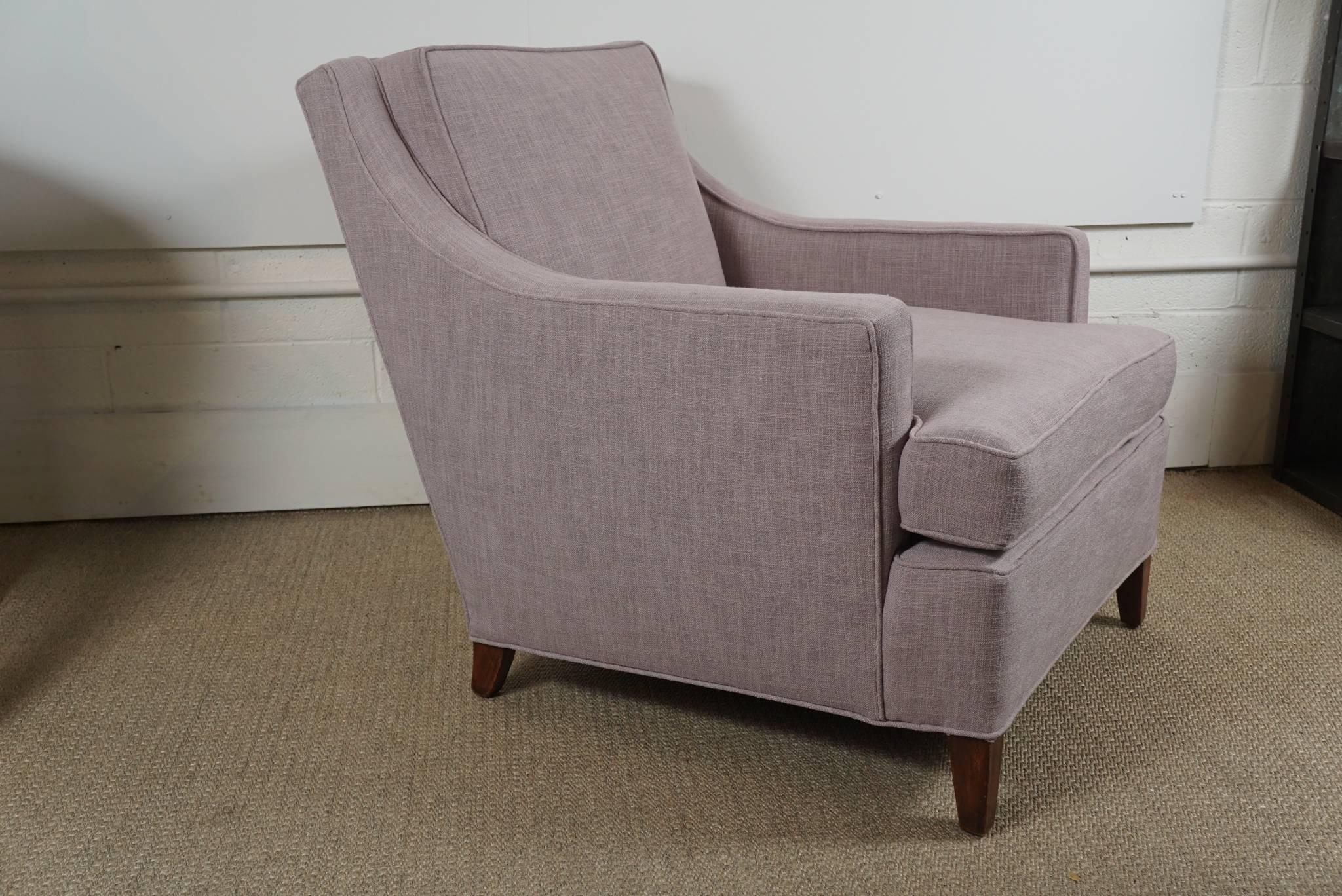 American Pair of Larson Armchairs and Ottoman in Lilac For Sale