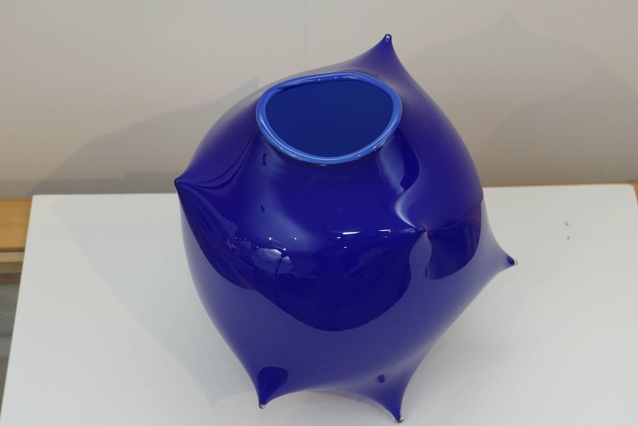 Unknown Art Glass Vessel in Cobalt Blue For Sale
