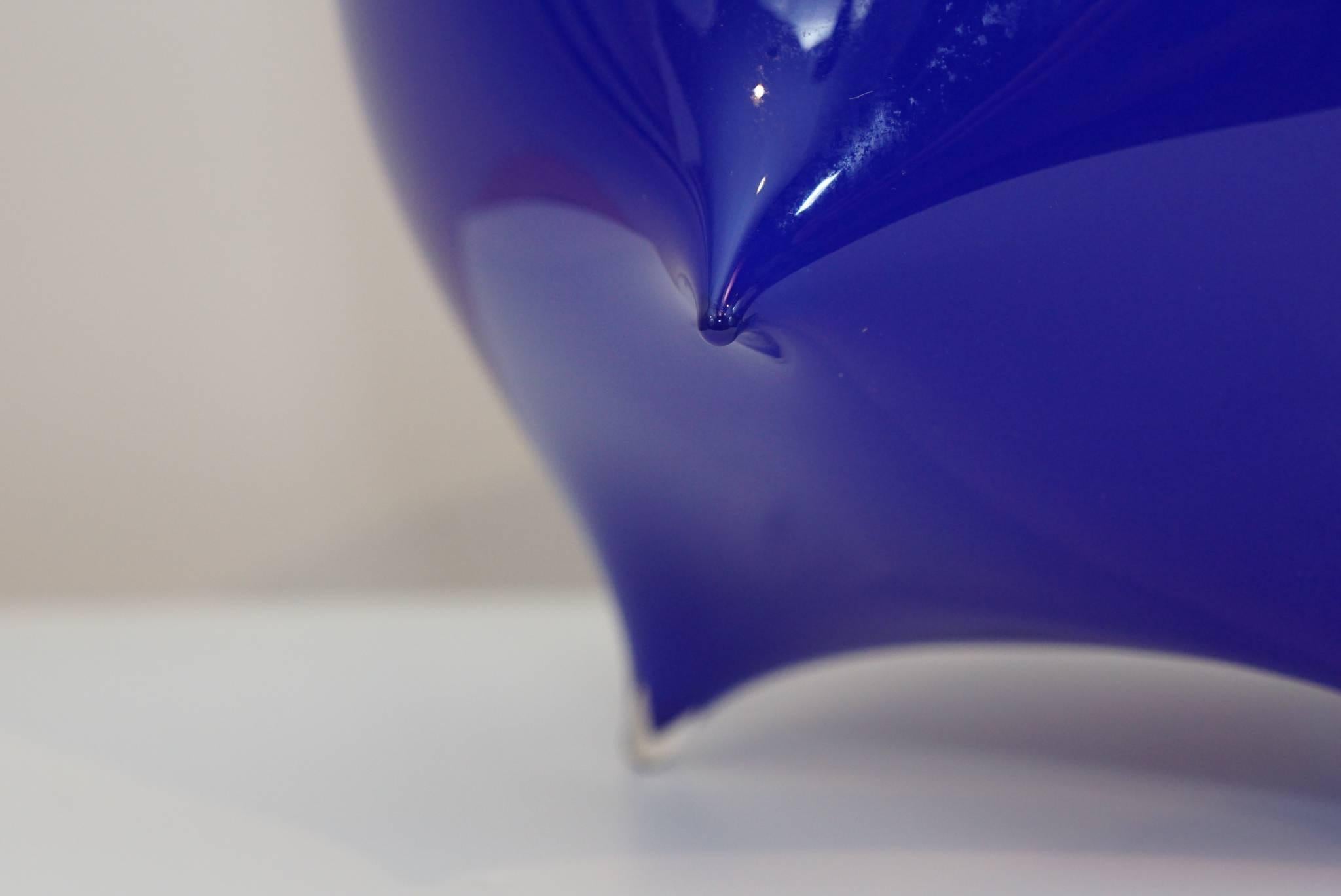 Contemporary Art Glass Vessel in Cobalt Blue For Sale