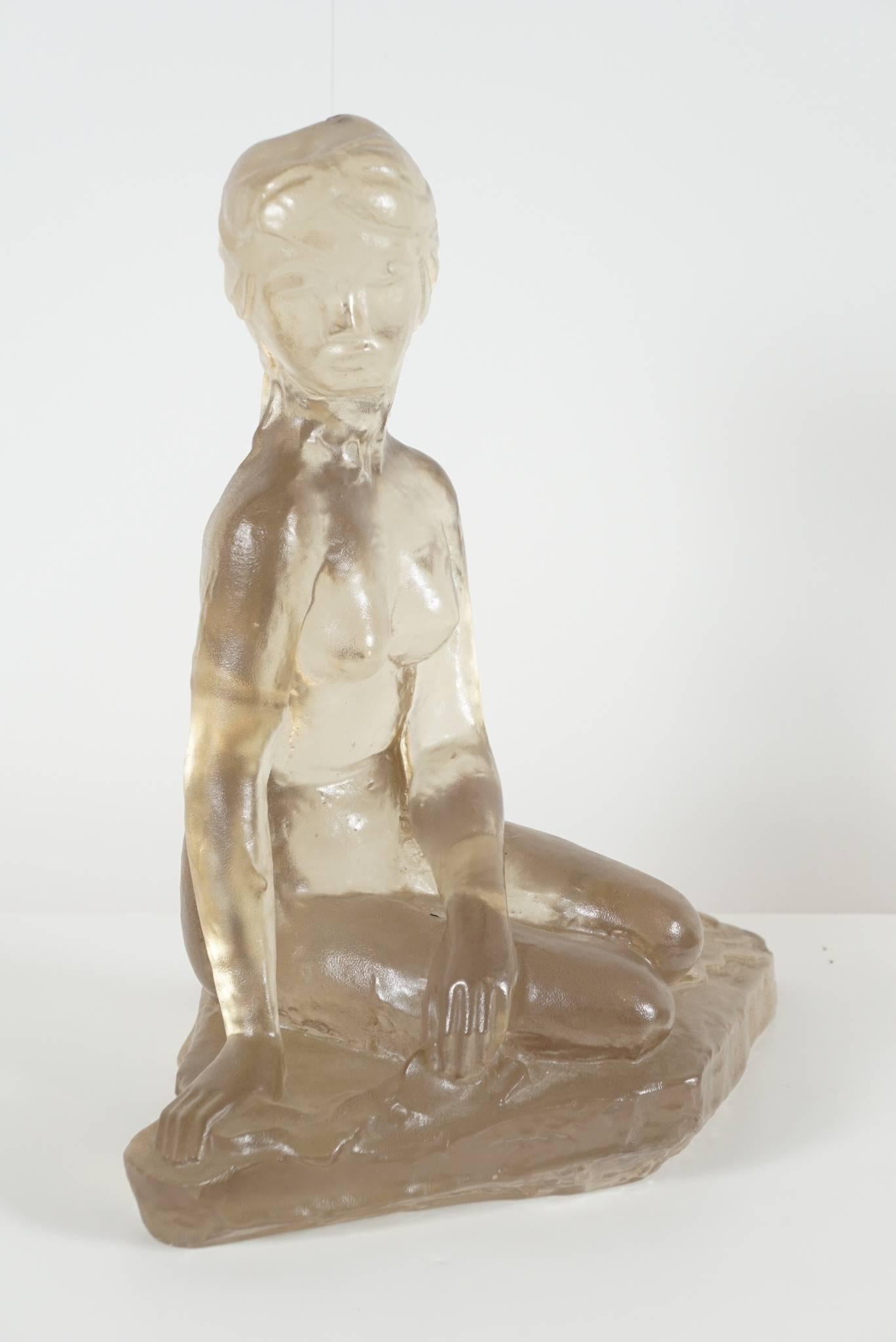 American Seated Nude Female Figure in Cast Resin For Sale