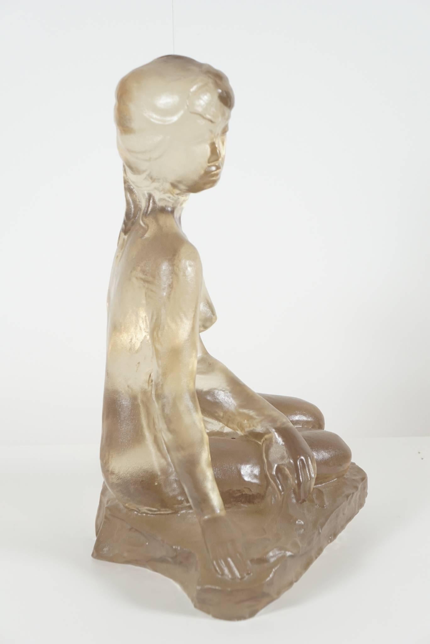 Seated Nude Female Figure in Cast Resin In Excellent Condition For Sale In Hudson, NY