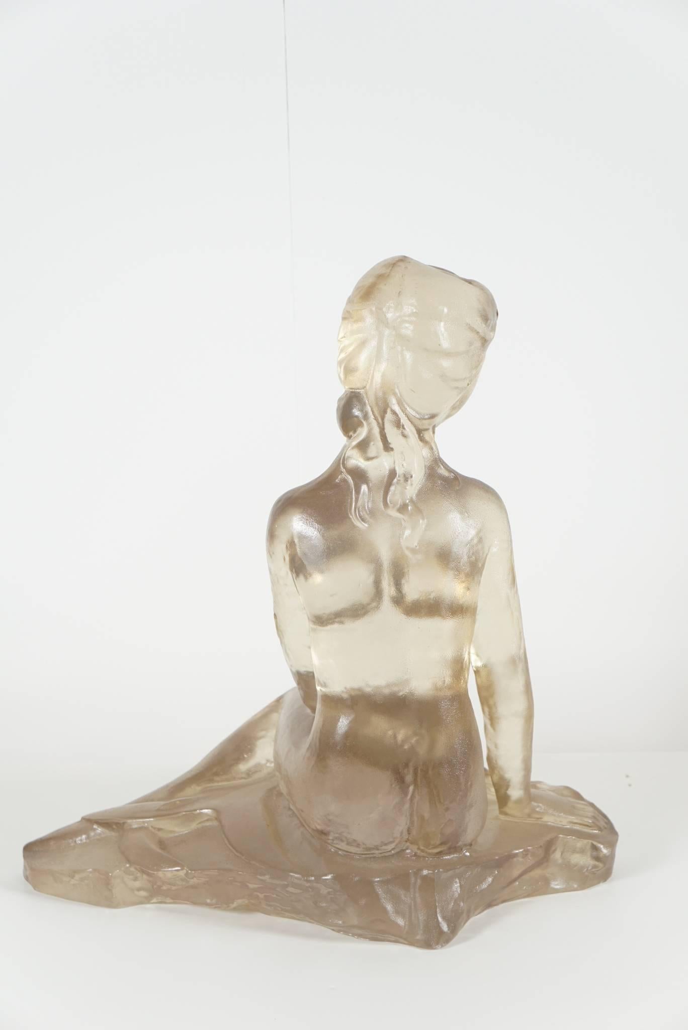 Late 20th Century Seated Nude Female Figure in Cast Resin For Sale