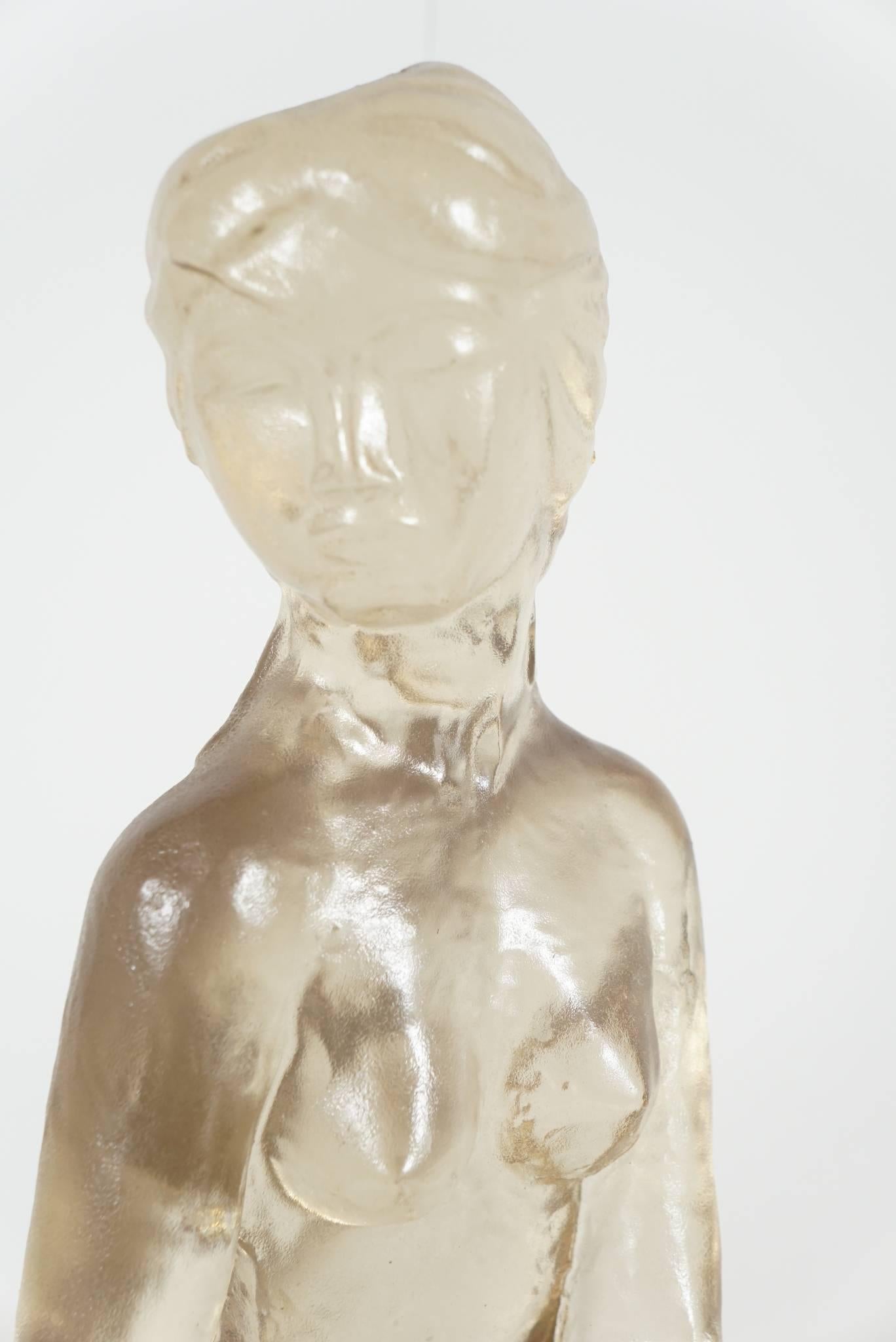 Seated Nude Female Figure in Cast Resin For Sale 1
