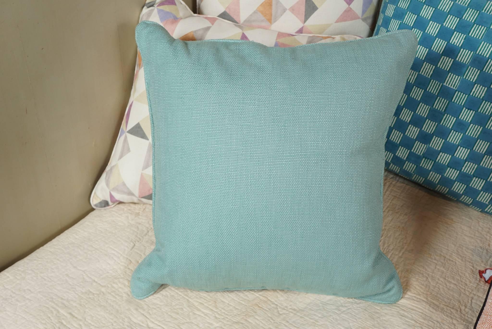 Contemporary Assortment of Pillows in Hand Blocked Fabrics For Sale
