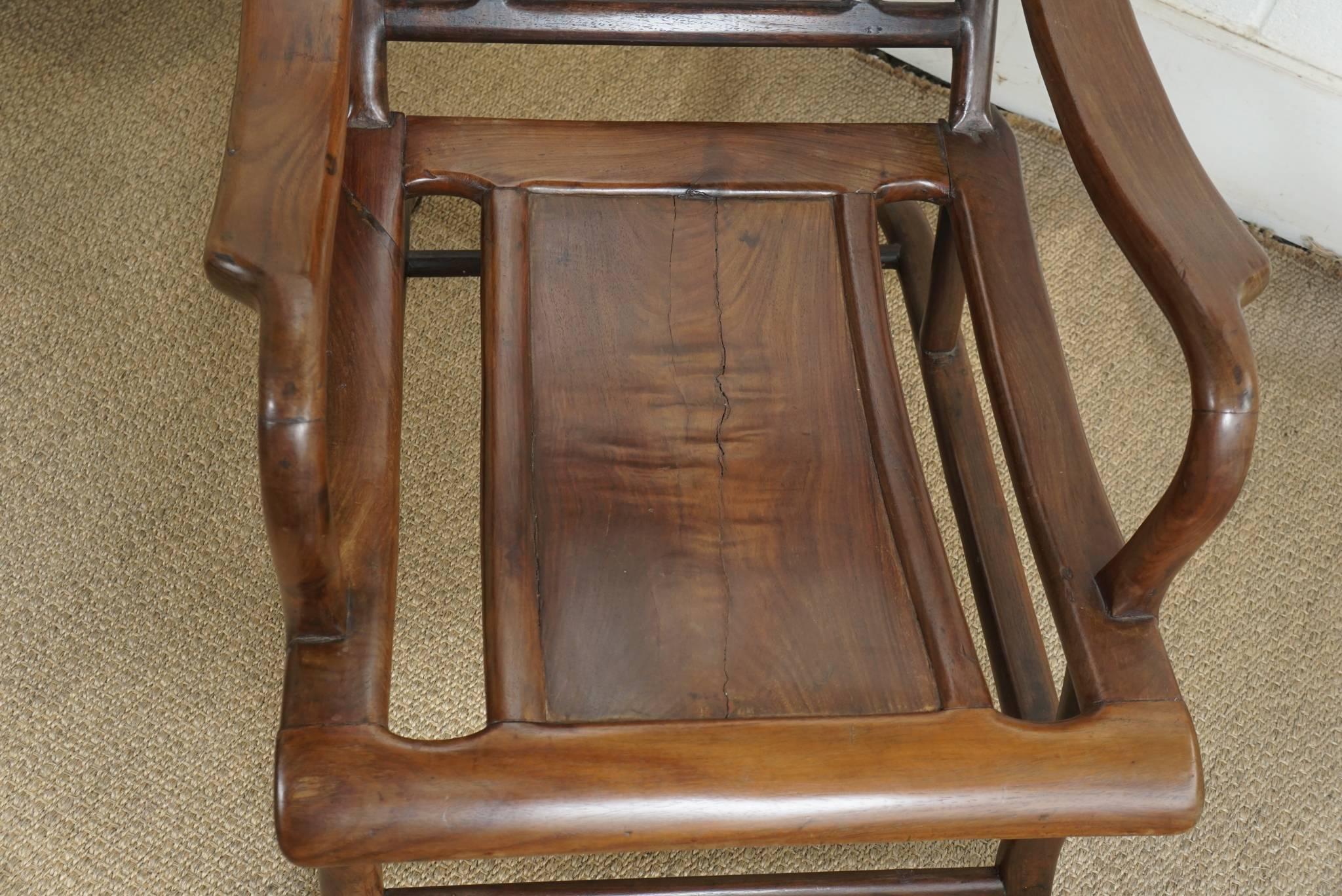 Chinese Plantation Chair in Walnut For Sale 4