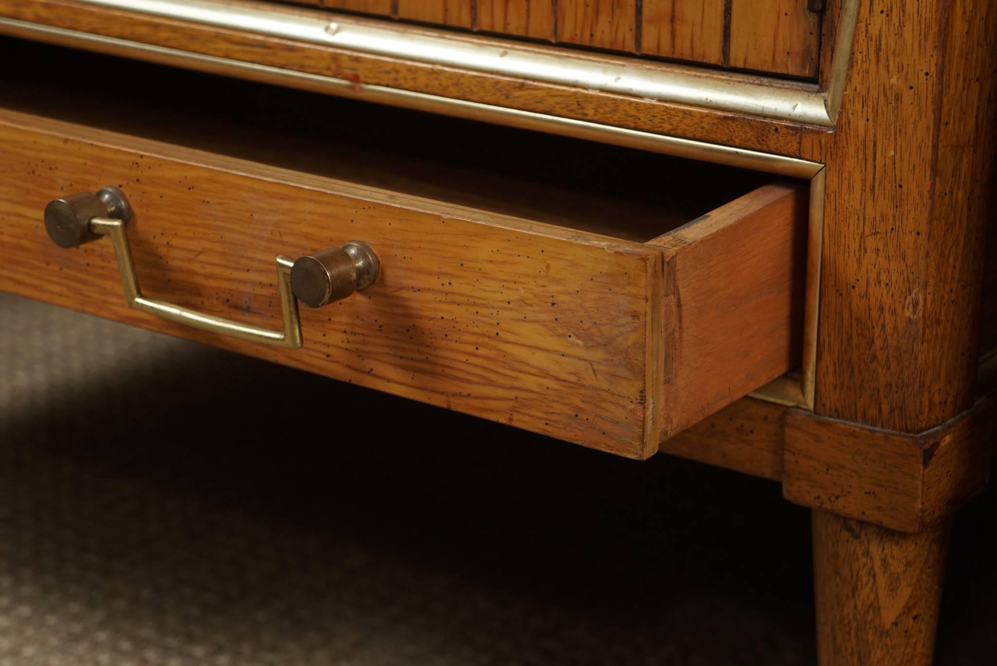 Pair of End Tables with a Maple Finish and Marble Tops For Sale 3