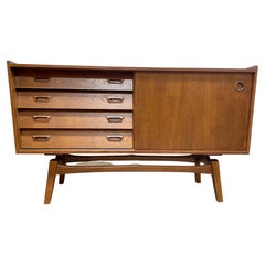 Mid Century Modern Styled Asymmetrical Floating Teak Credenza / Sideboard