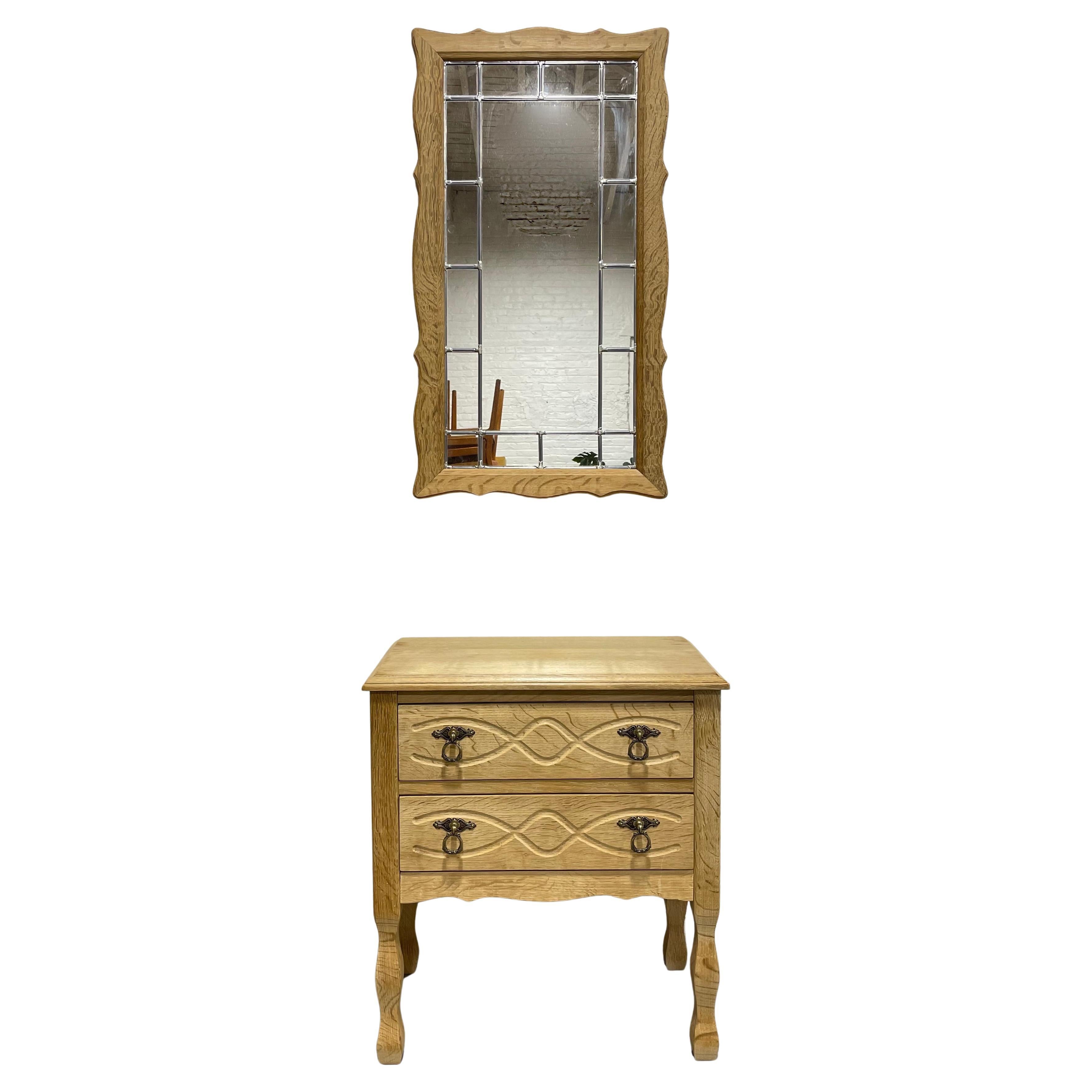 Ensemble d'entrée/hall CABINET + MIRROR OAK moderne du milieu du siècle dernier Henning Kjaernulf