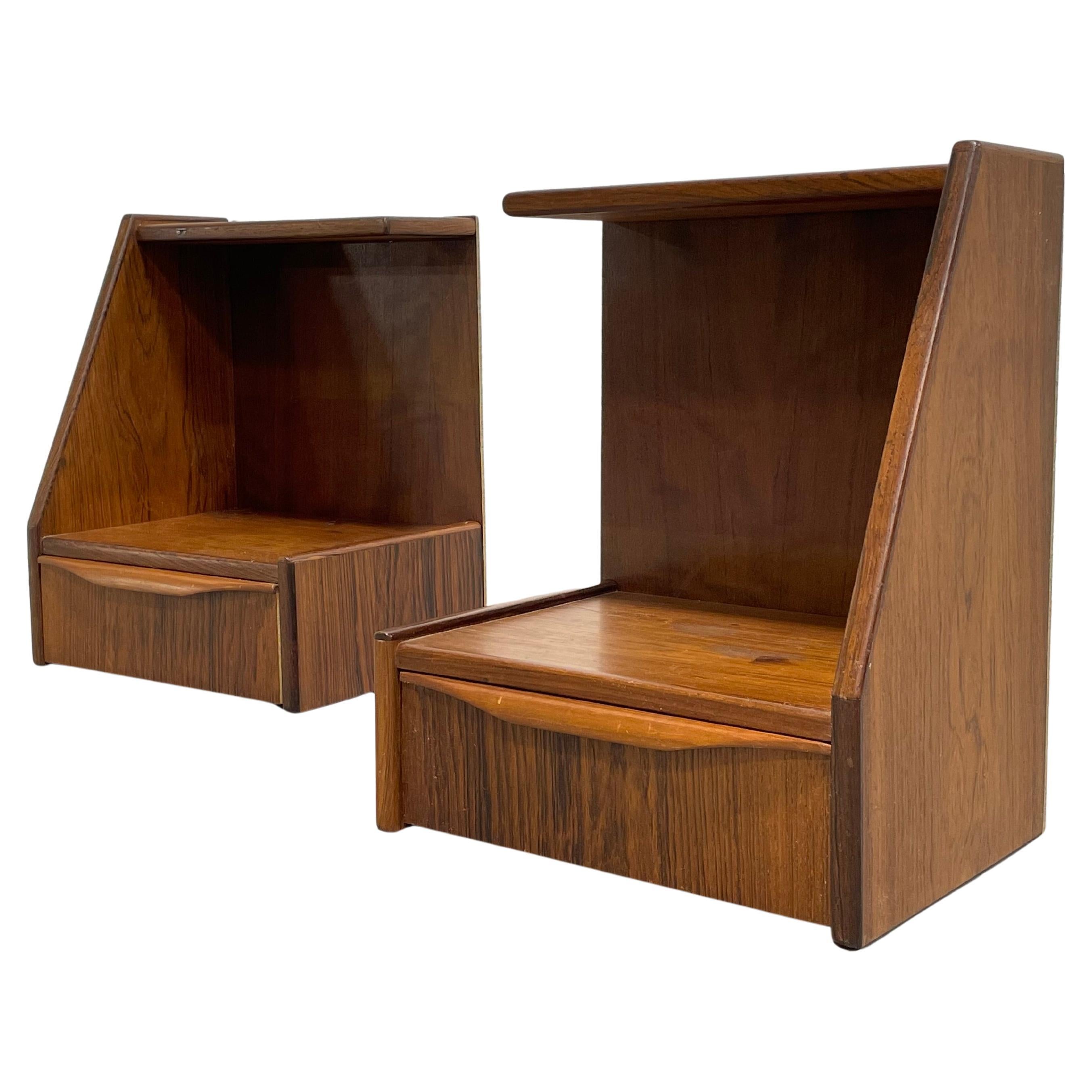 DANISH Mid Century Modern ROSEWOOD Hanging NIGHTSANDS / Bedside Tables, c.C. 1950
