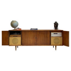 Extra Long Mid Century MODERN Tambour Door Garrard STEREO Cabinet / CREDENZA