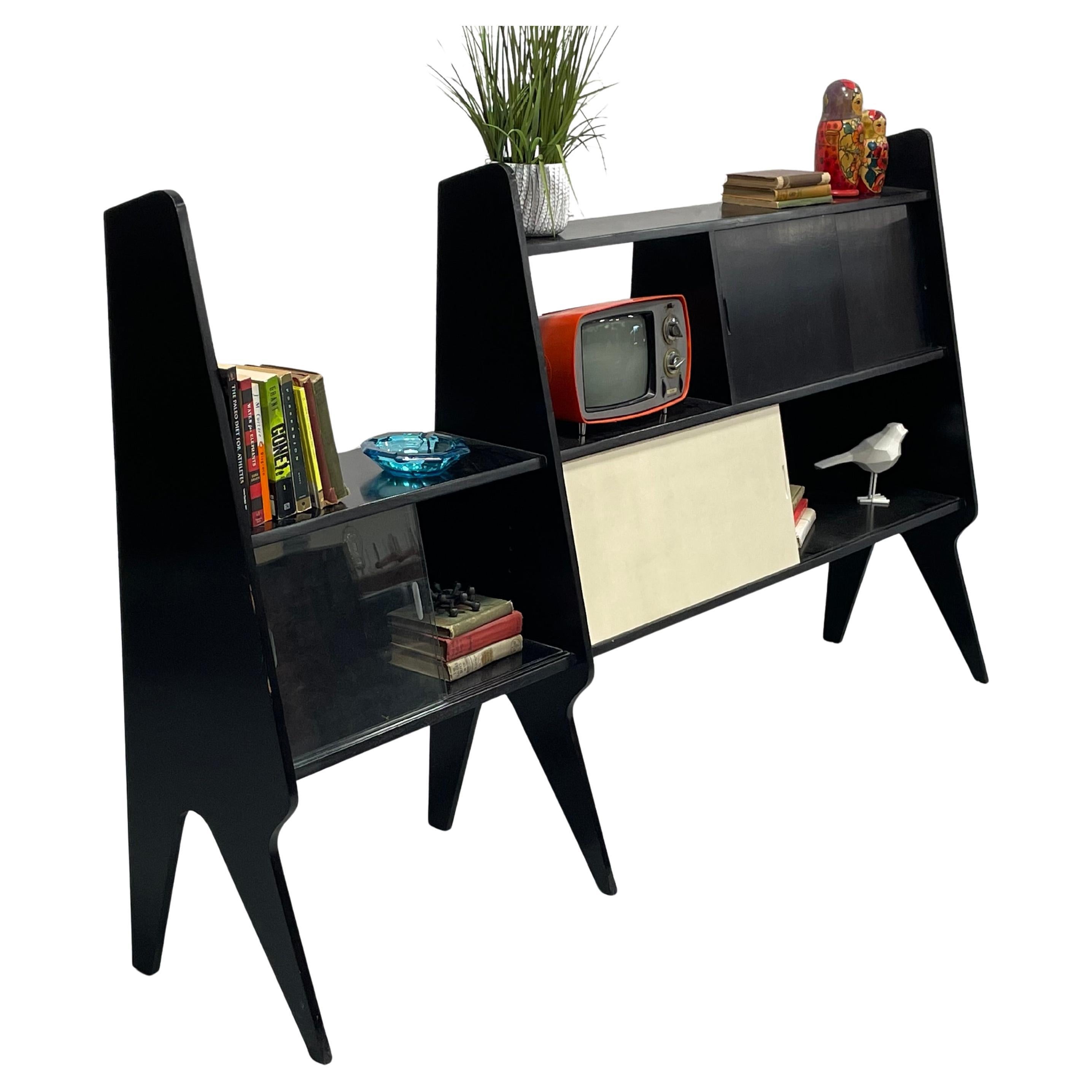 Extra Long Italian Mid-Century Modern Wall Unit + Bar, c. 1960s, Gil Ponti style