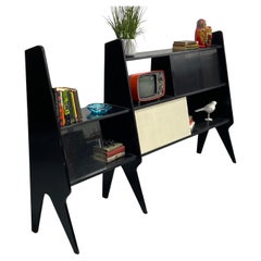 Mueble alto + barra extra larga de la modernidad italiana de mediados de siglo, c. 1960, estilo Gil Ponti