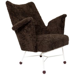 Scandinavian Modern Midcentury Upholstered Lounge Chair with Bakelite Ball Feet
