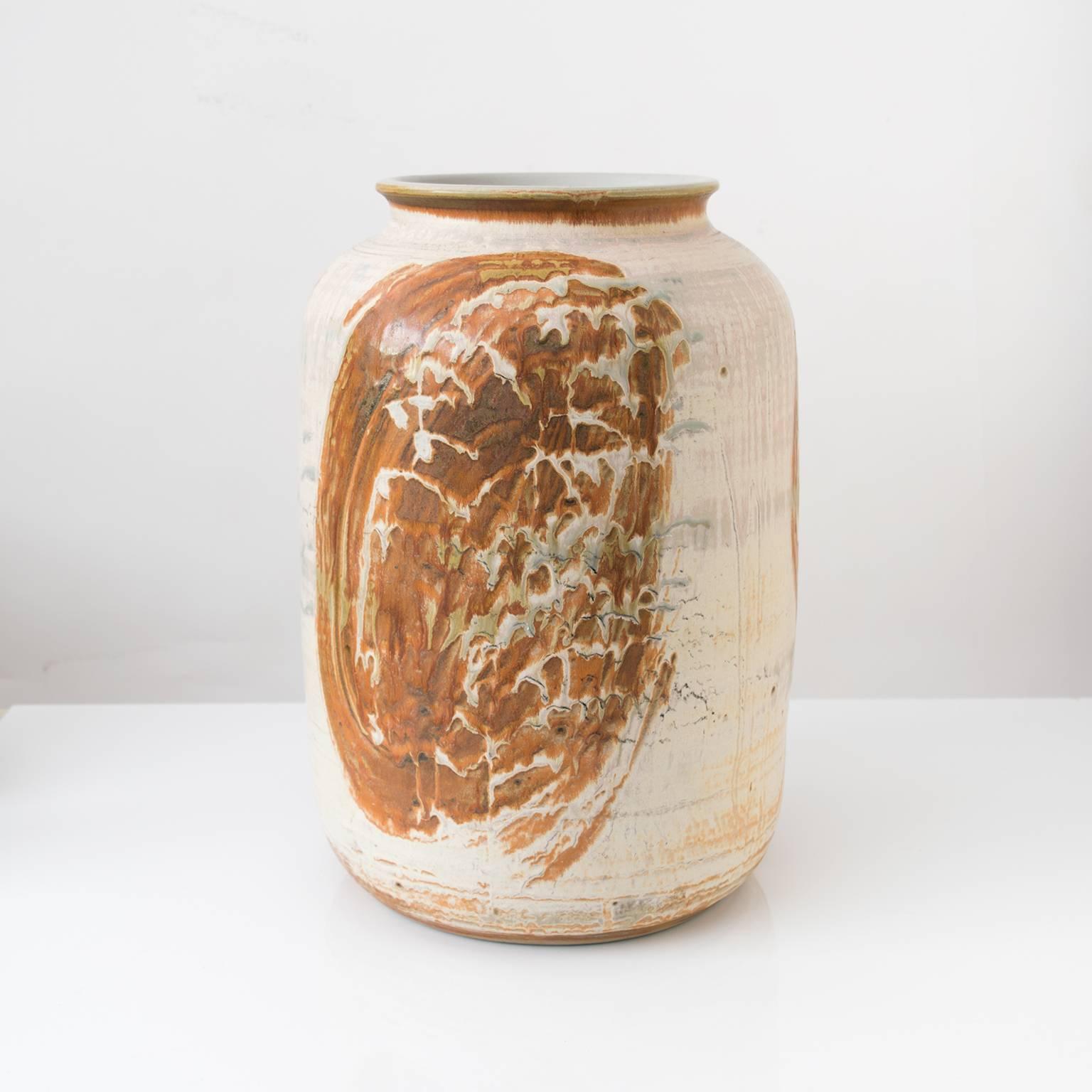 Glazed Scandinavian Modern Ceramic Vase by Carl Harry Stalhane Large Scale