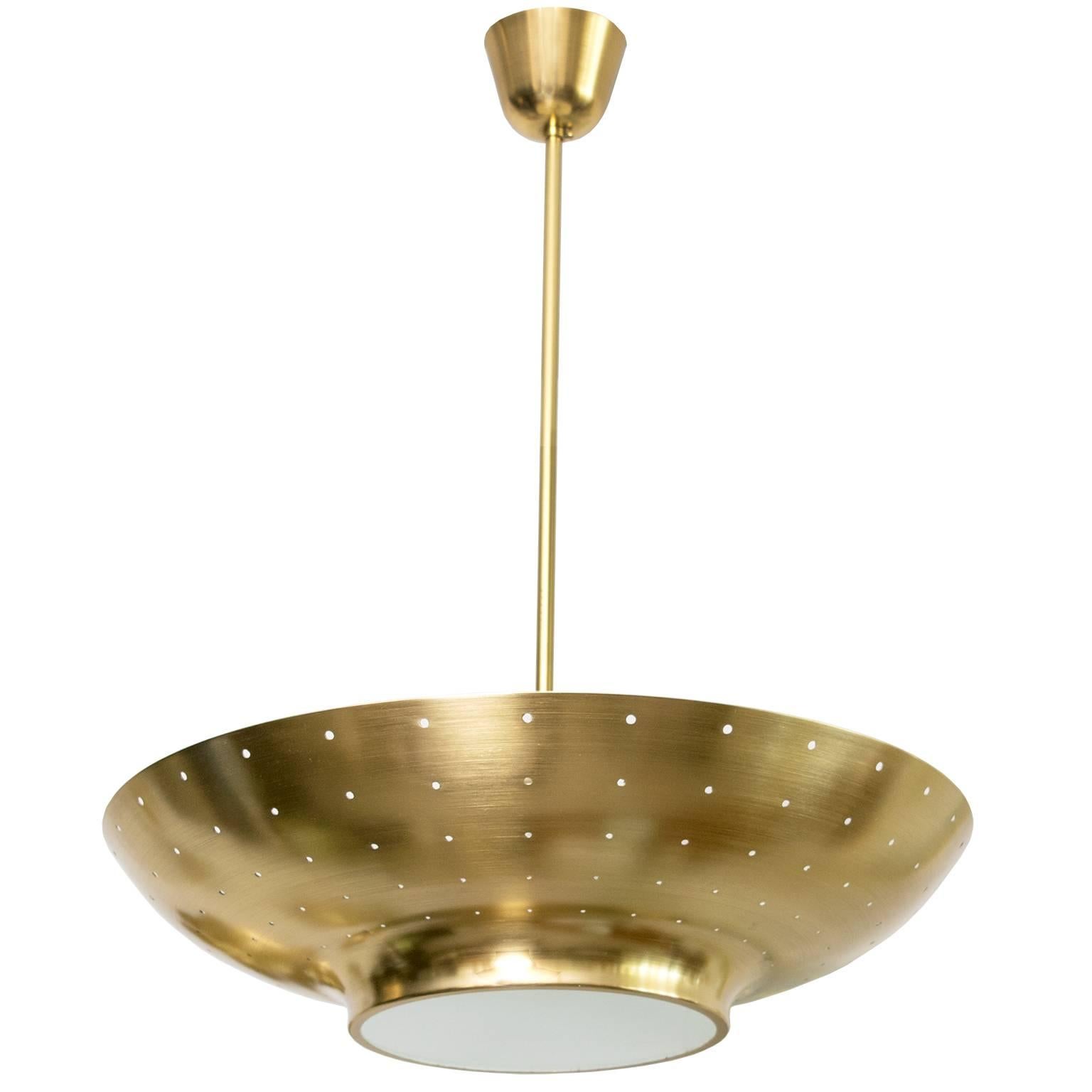 Scandinavian Modern Pierced Brass Pendant by Lisa Johansson-Pape