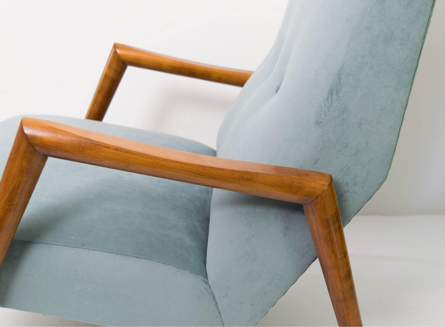 European Scandinavian Modern Lounge Chair High Back Carved Fruit Wood