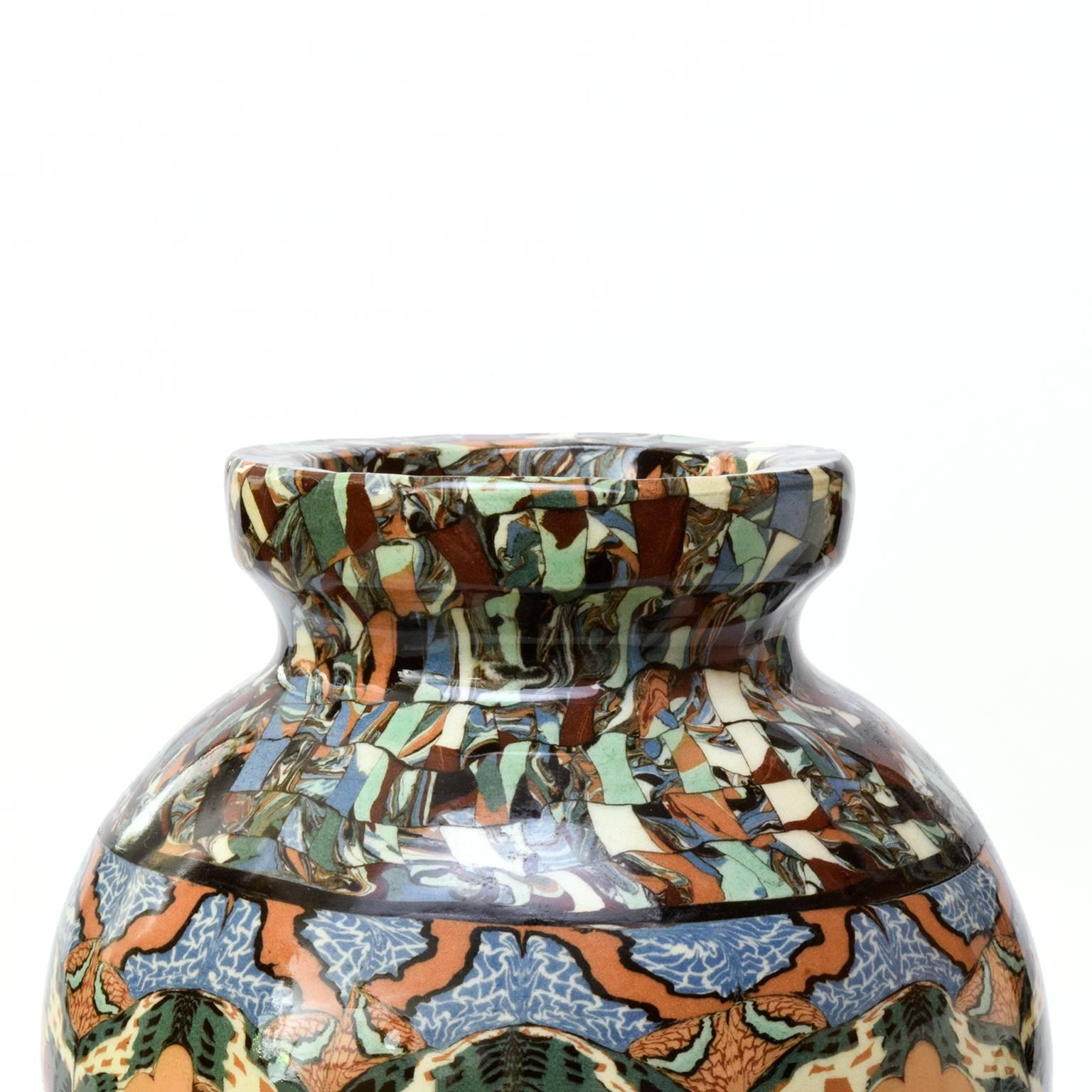 Group of Three French Vallauris Clay Mosaic Vase by Ceramicist Jean Gerbino In Excellent Condition For Sale In New York, NY