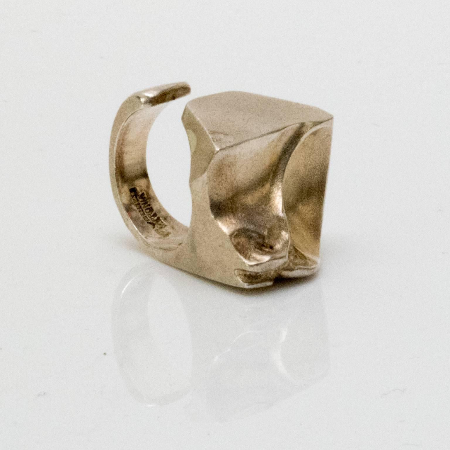 Patinated Scandinavian Modern Silver “Sagitta” Ring by Bjorn Weckstrom, Lapponia, Finland For Sale