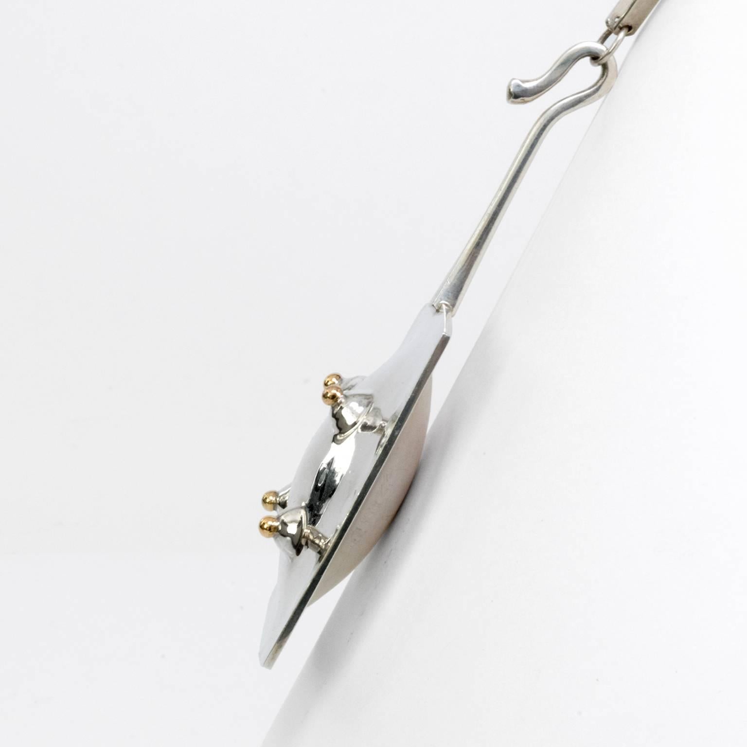 Scandinavian Modern Sterling Silver Pendant with Chain by Ove Bohlin, 1972 In Excellent Condition For Sale In New York, NY