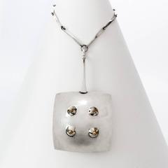 Scandinavian Modern Sterling Silver Pendant with Chain by Ove Bohlin, 1972