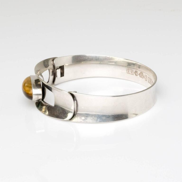 Bracelet Scandinave En Argent Sterling Massif - Style Moderniste Des Années 1970