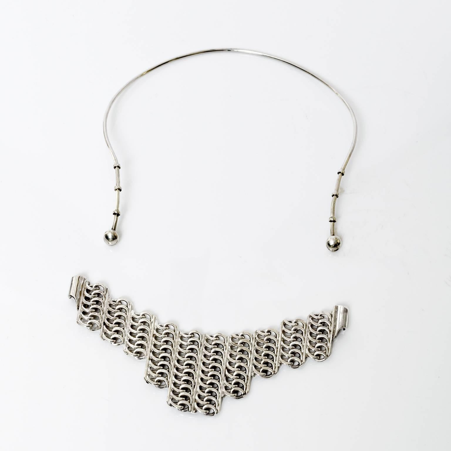 20th Century Scandinavian Modern Silver Necklace by SG Hellstrom, Gnesta, Sweden, 1965 For Sale