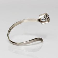 Scandinavian Modern Silver and Rock Crystal Bracelet, Waldemar Jonsson, 1969
