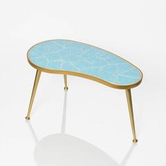 Small Kidney Shaped Tiled Occasional Table with Three Legs
