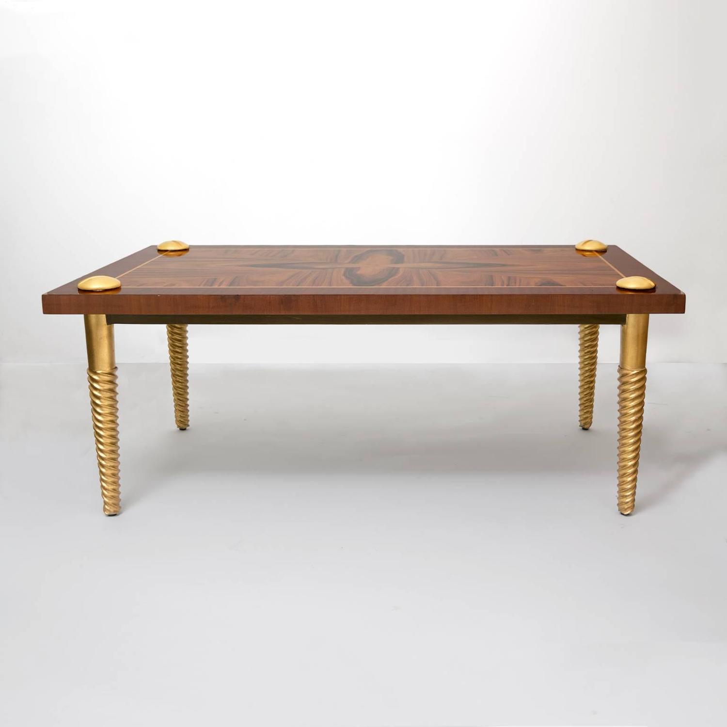 Marquetry Coffee Table with Giltwood "Screw" Legs For Sale at 1stdibs