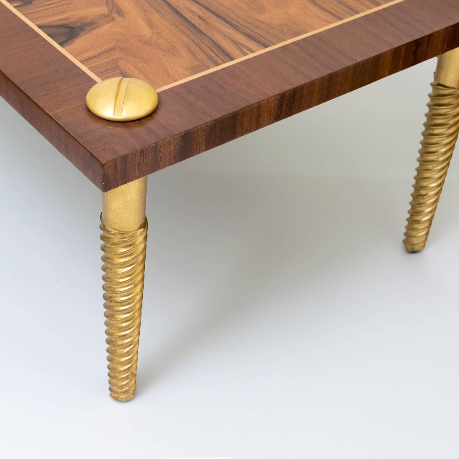 Marquetry Coffee Table with Giltwood "Screw" Legs For Sale at 1stdibs