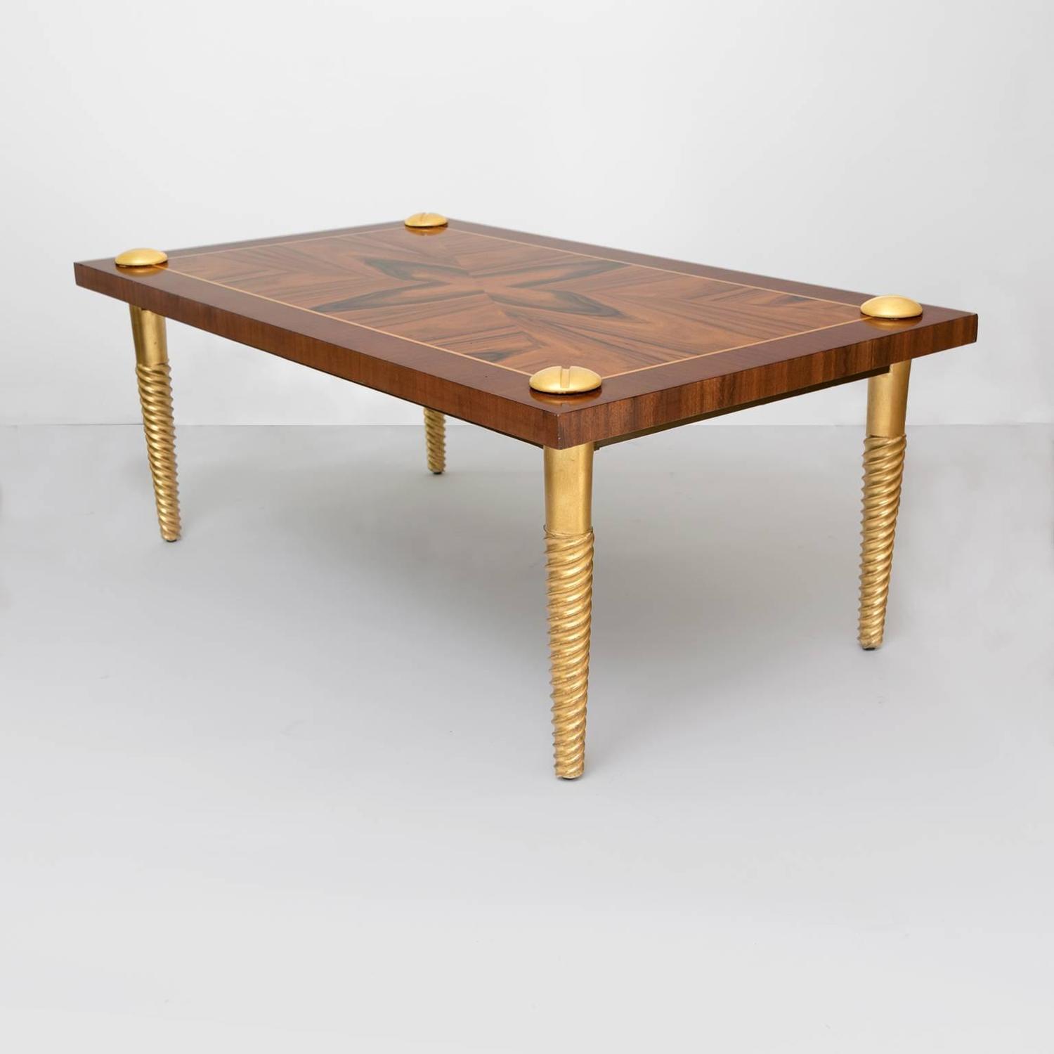 Marquetry Coffee Table with Giltwood "Screw" Legs For Sale at 1stdibs