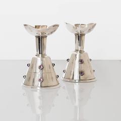 Chandeliers scandinaves modernes Tage Göthlin Tesi en argent avec pierres d'améthyste