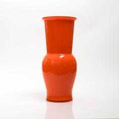 Scandinavian Modern Large Danish Red-Orange Glass Vase, 1960s