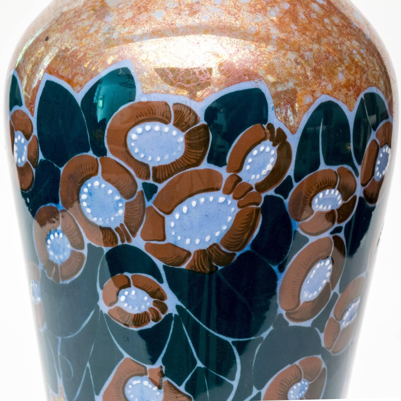 Scandinave moderne Vase moderne scandinave émaillé Luster d'Arabie, Finlande en vente