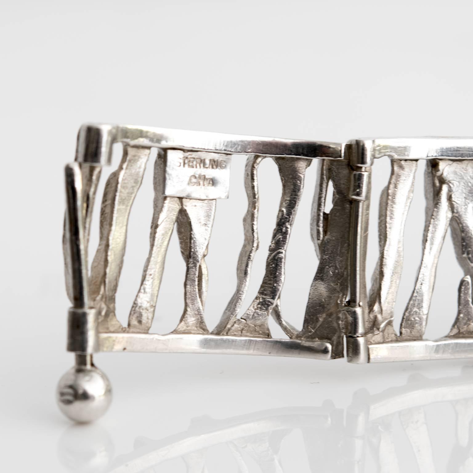 Skandinavisches modernes Silberarmband von C. Holm, Dänemark, 1950er Jahre (Sterlingsilber) im Angebot