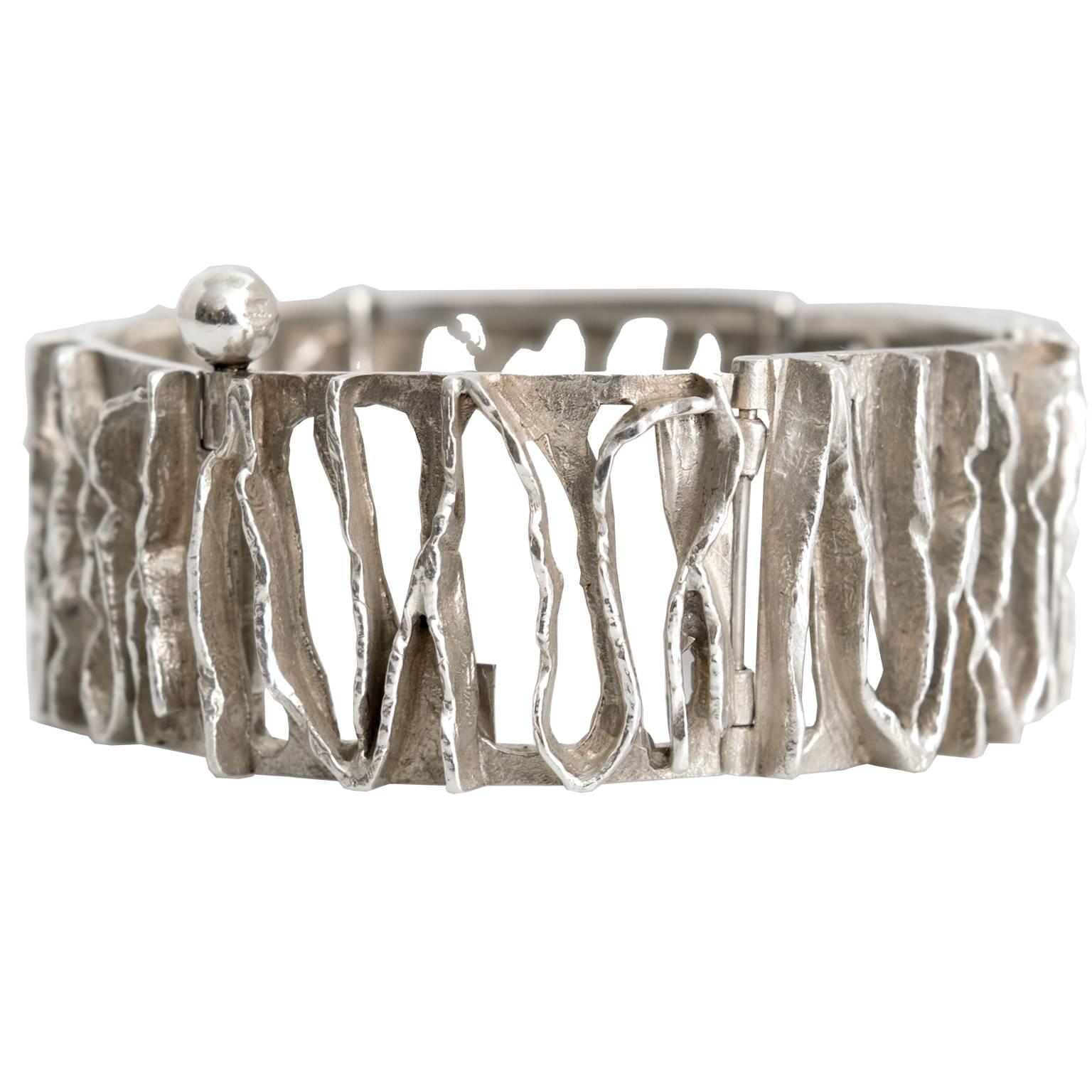 Scandinavian Modern Silver Bracelet from C. Holm, Denmark, 1950s