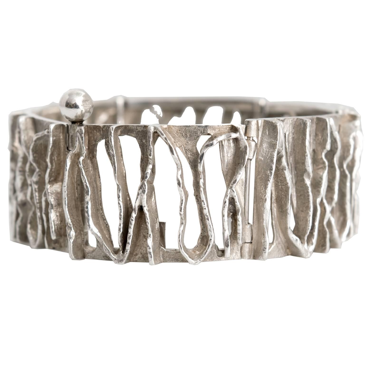 Bracelet scandinave moderne en argent de C. Holm, Danemark, années 1950