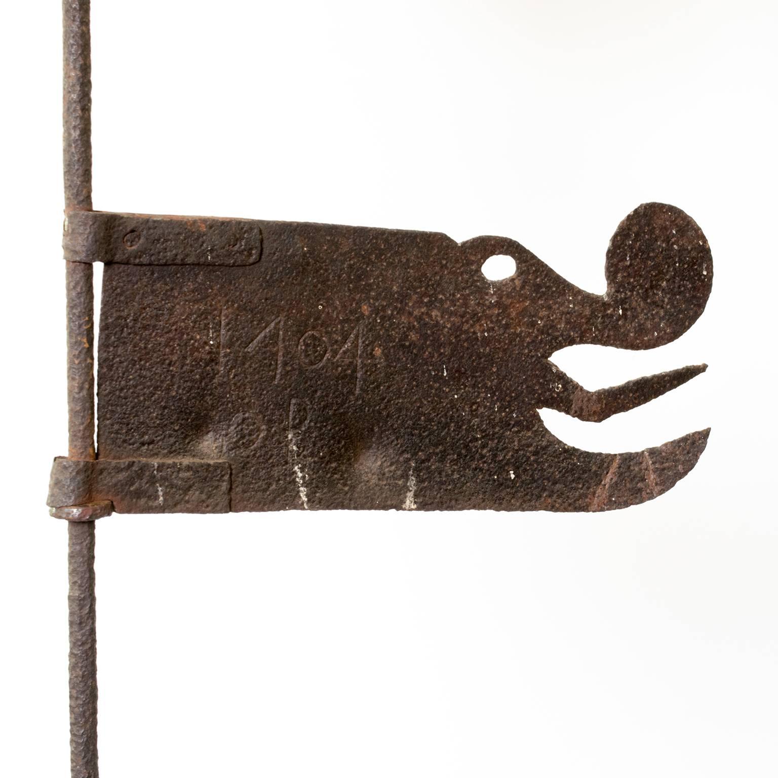 Artisanat Vane d'hiver suédois en fer avec dragon avec date 1704 en vente