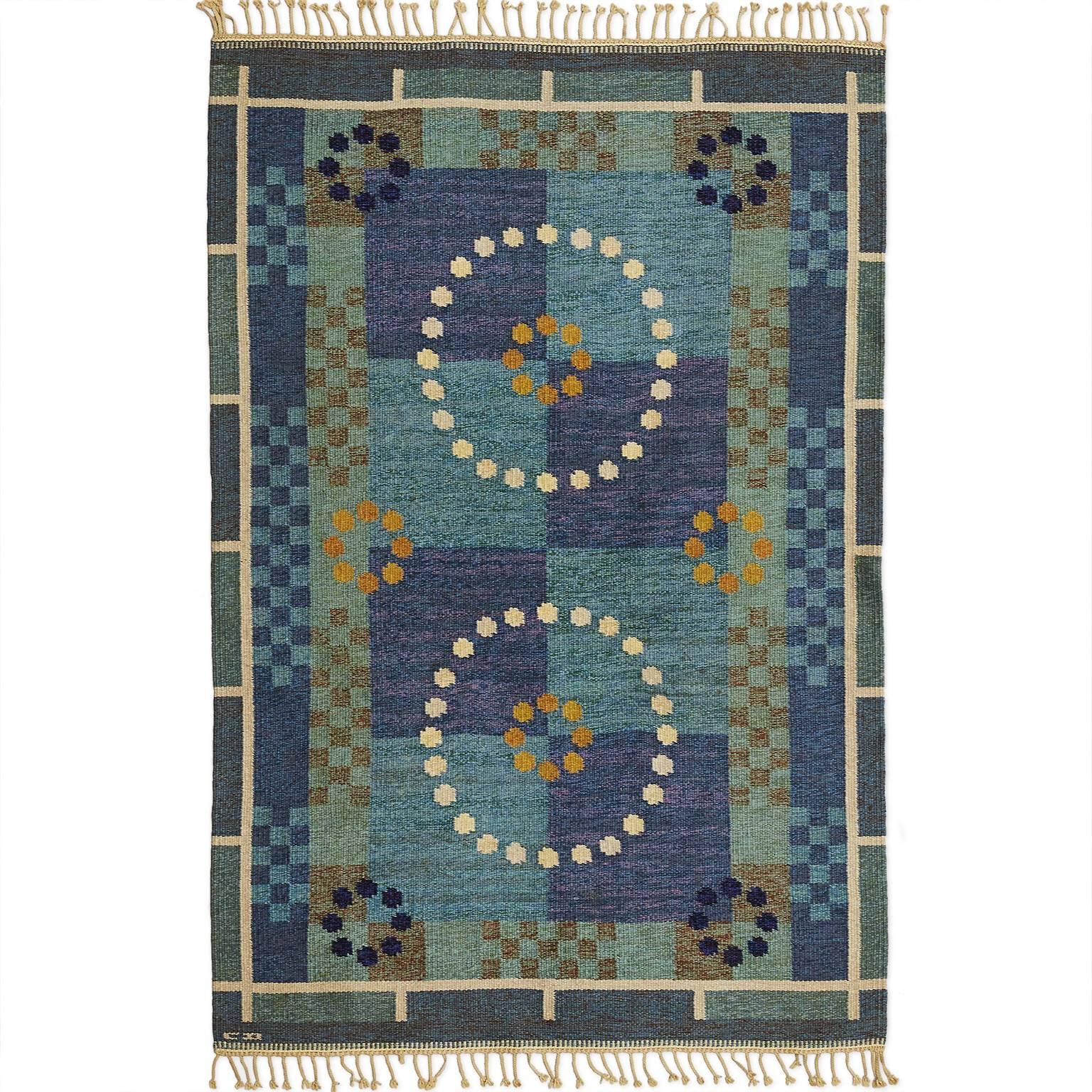 Scandinavian Modern Carl Dangel Wool Flat-Weave Rug